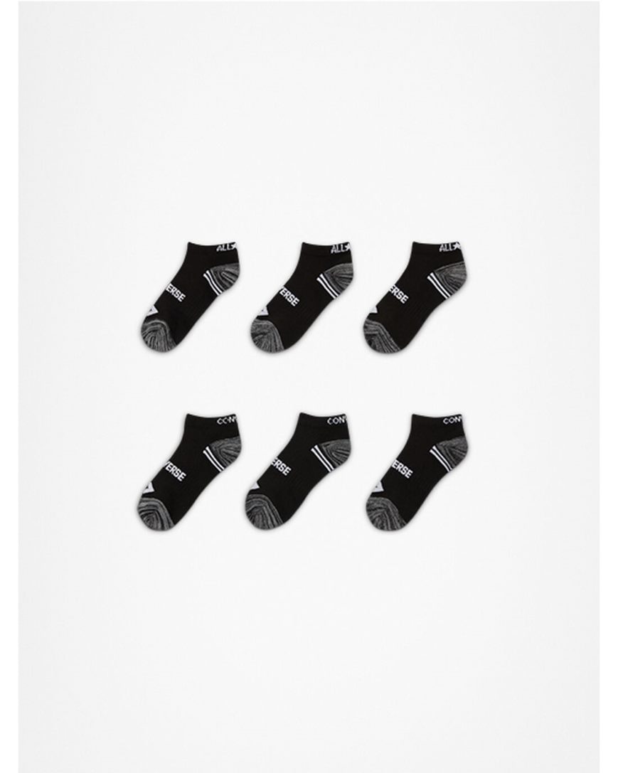 Black Converse 6-Pack No-Show Boys\' Socks | OV59K8174