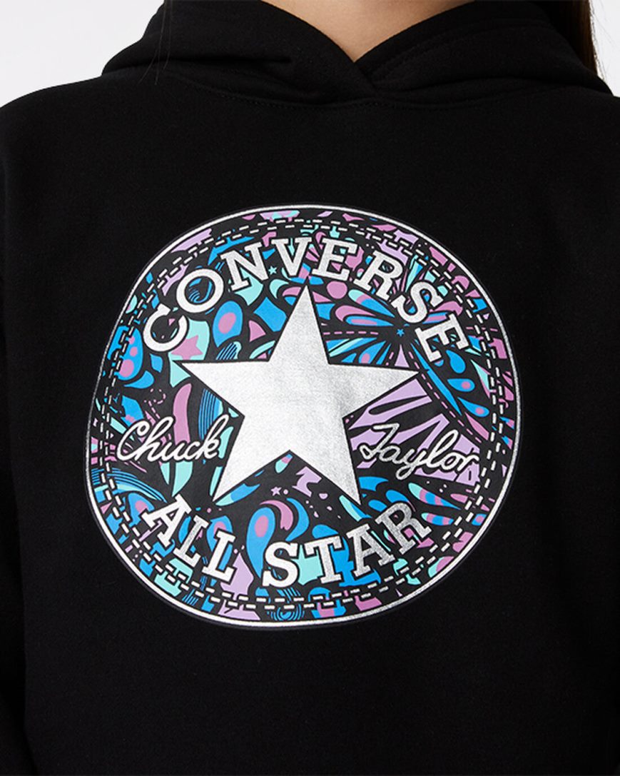 Black Converse Boxy Chuck Taylor Patch Pullover Girls' Hoodie | GP145L937