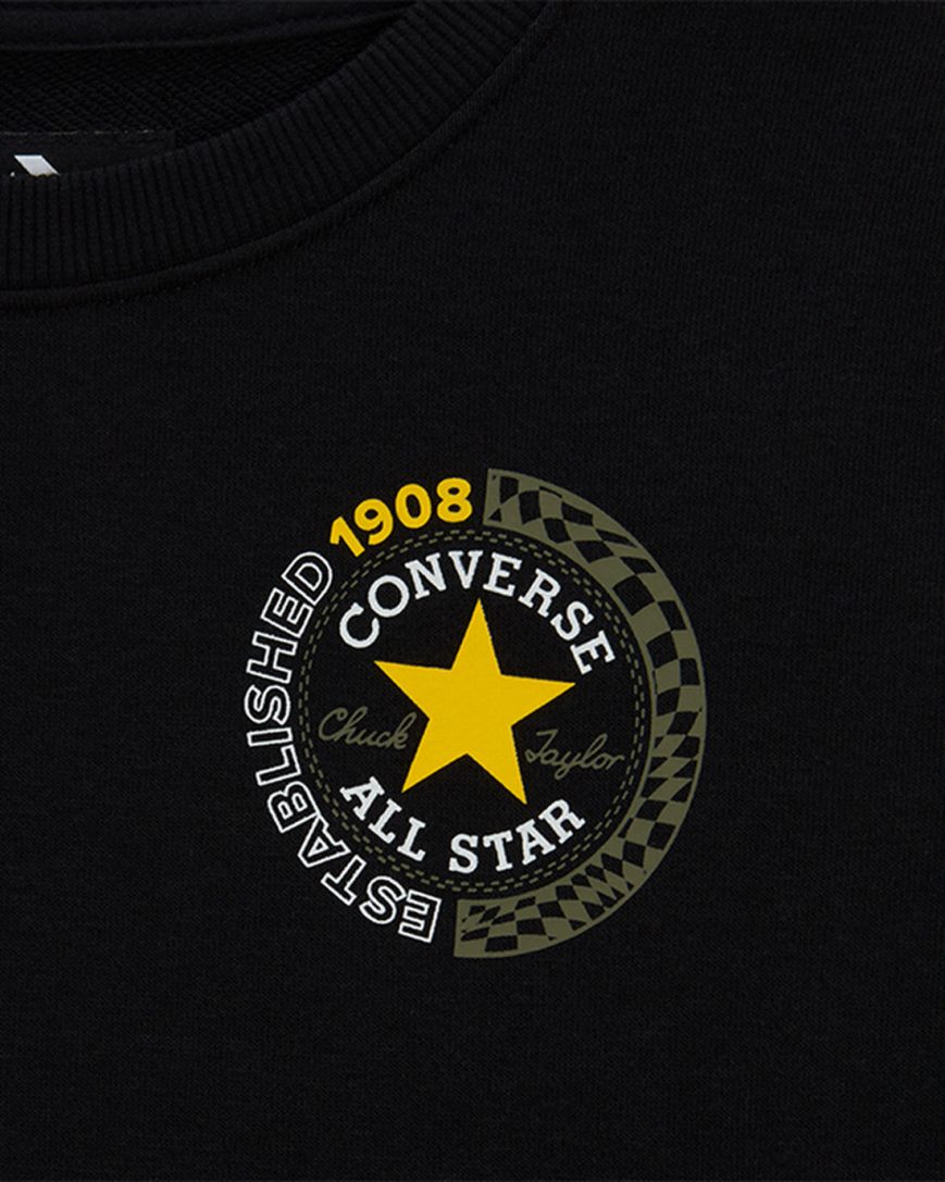 Black Converse Checkered French Terry Crew Boys' Sweatshirts | HC3819IL7