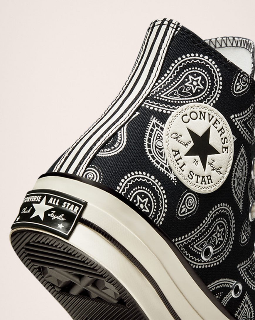 Black Converse Chuck 70 Paisley Women's High Top Shoes | TGK5738I1