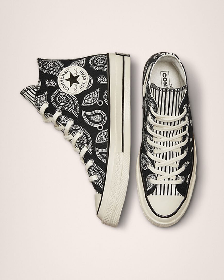 Black Converse Chuck 70 Paisley Women's High Top Shoes | TGK5738I1