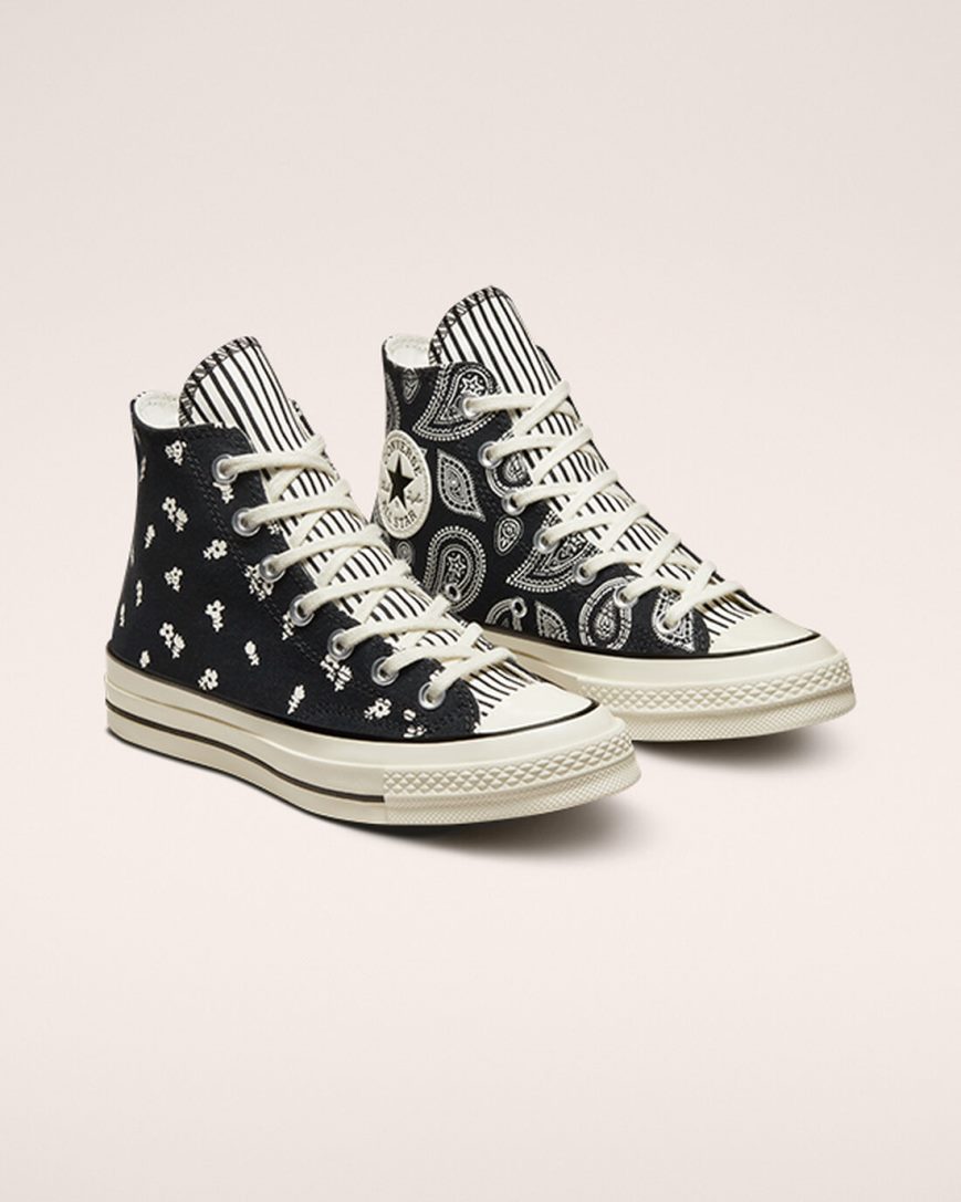 Black Converse Chuck 70 Paisley Women's High Top Shoes | TGK5738I1