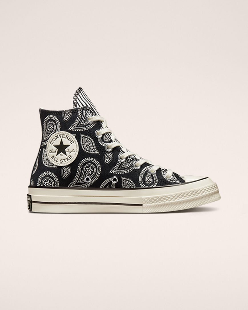 Black Converse Chuck 70 Paisley Women\'s High Top Shoes | TGK5738I1