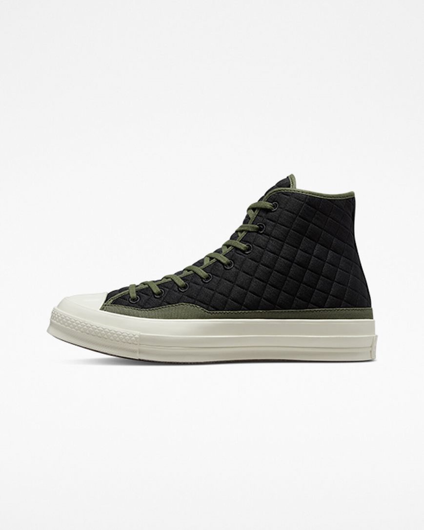 Black Converse Chuck 70 Quilted Men's High Top Shoes | AE5K7981L