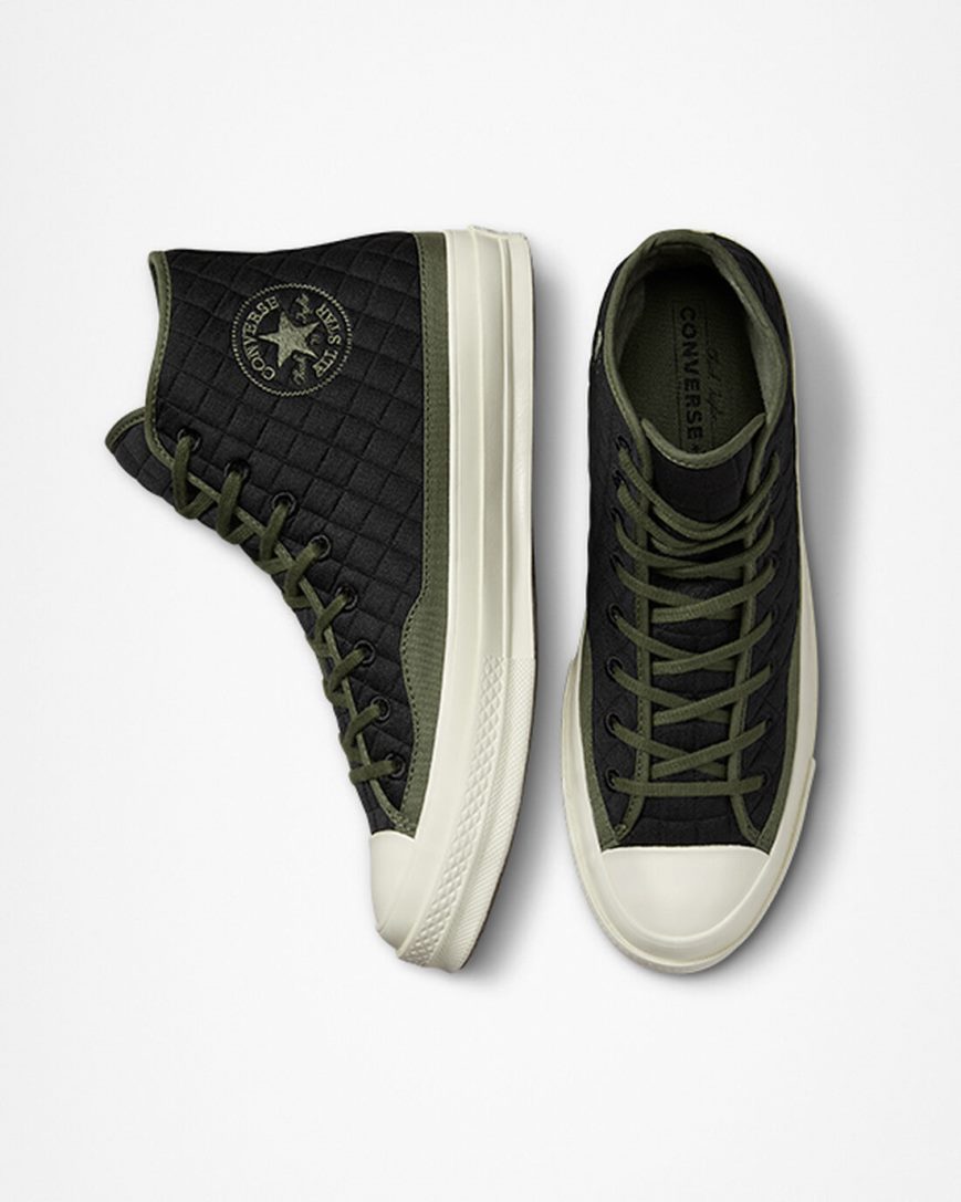 Black Converse Chuck 70 Quilted Men's High Top Shoes | AE5K7981L