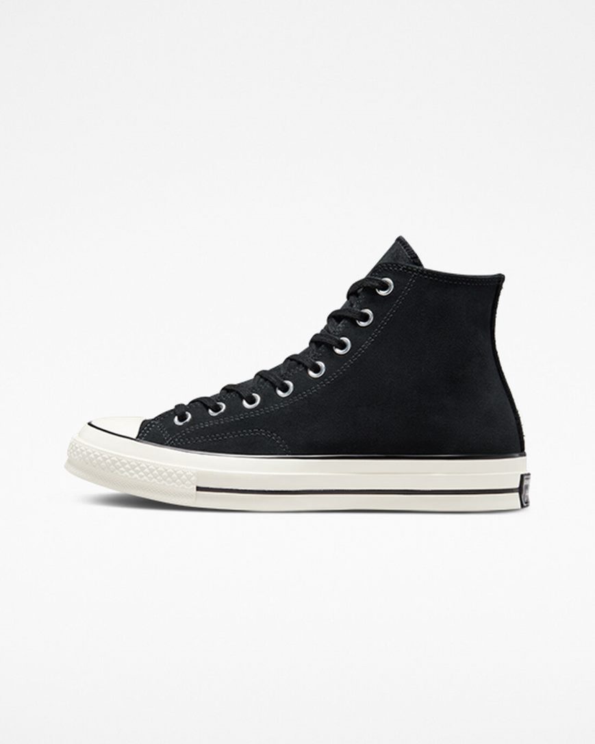 Black Converse Chuck 70 Suede Men's High Top Shoes | OEL17439K