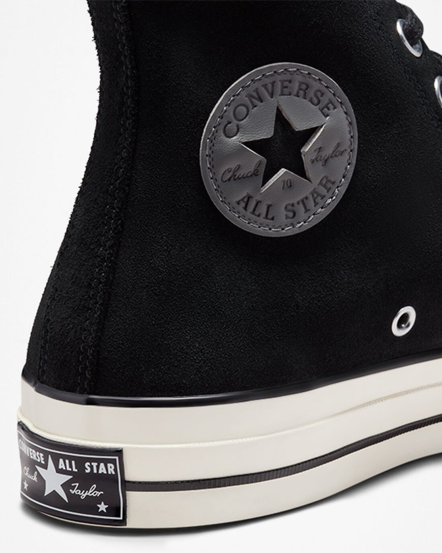 Black Converse Chuck 70 Suede Men's High Top Shoes | OEL17439K