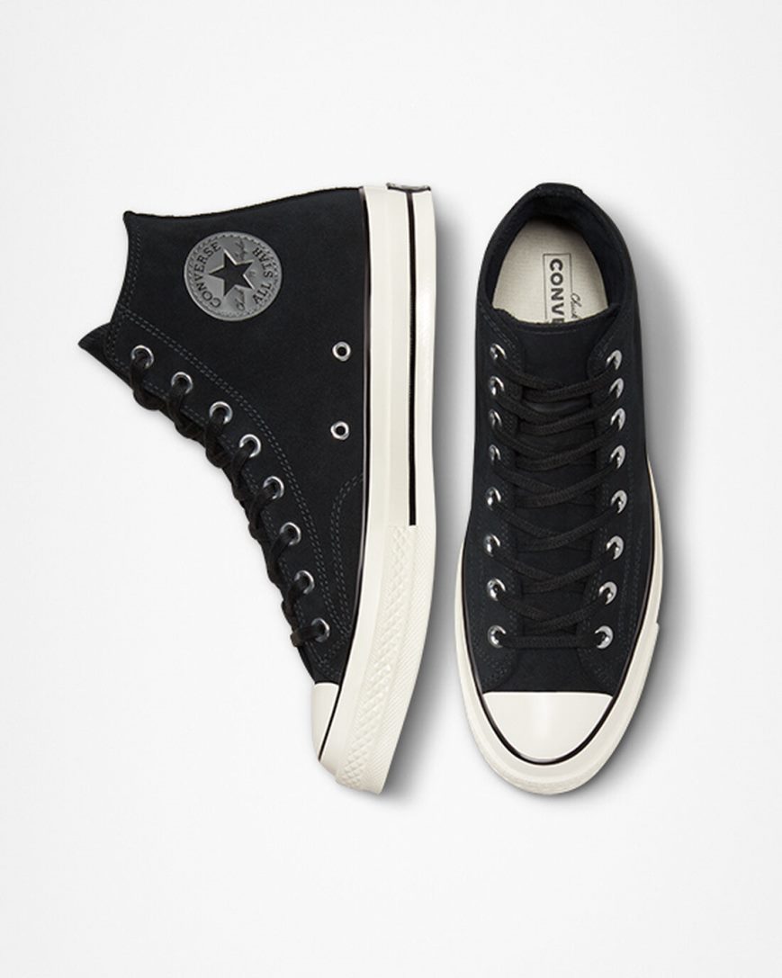 Black Converse Chuck 70 Suede Men's High Top Shoes | OEL17439K