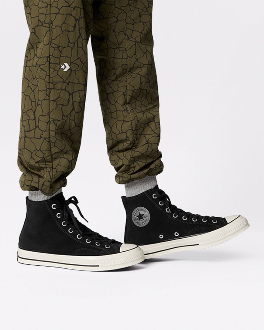 Black Converse Chuck 70 Suede Men's High Top Shoes | OEL17439K