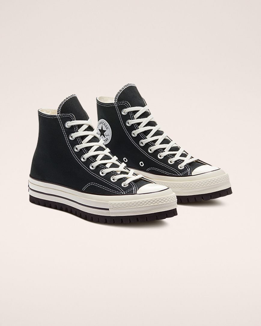 Black Converse Chuck 70 Trek Men's High Top Shoes | FUK14LI59