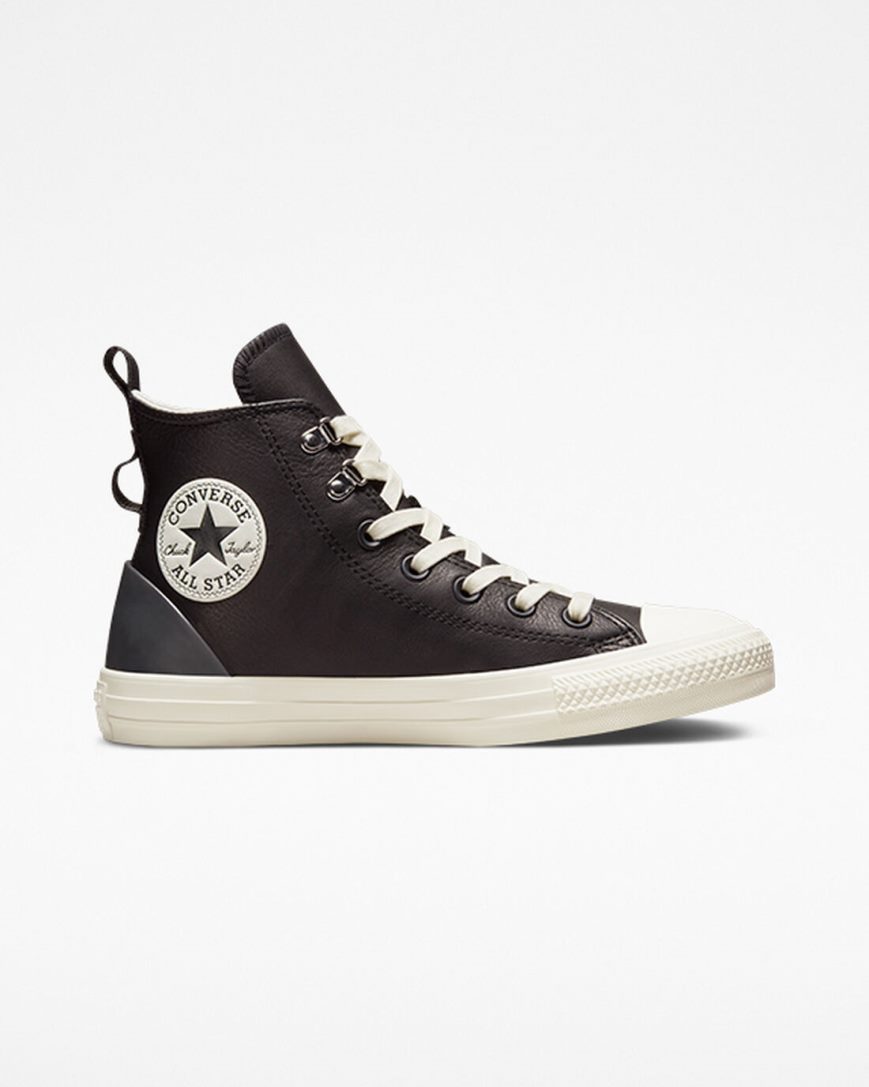 Black Converse Chuck Taylor All Star Leather Hike Women\'s High Top Shoes | AX1K7L835