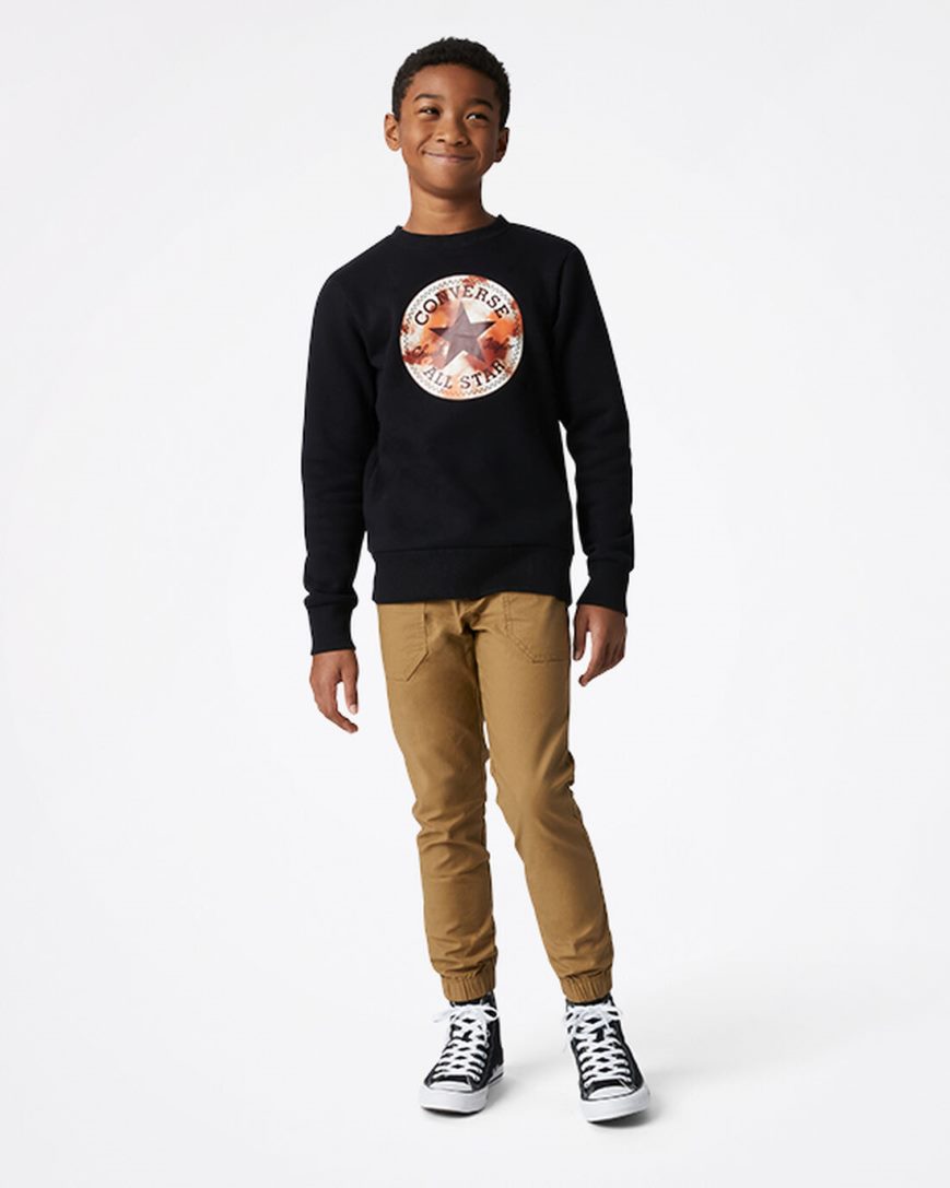 Black Converse Into The Wild Fleece Crew Boys' Sweatshirts | FA79153L4