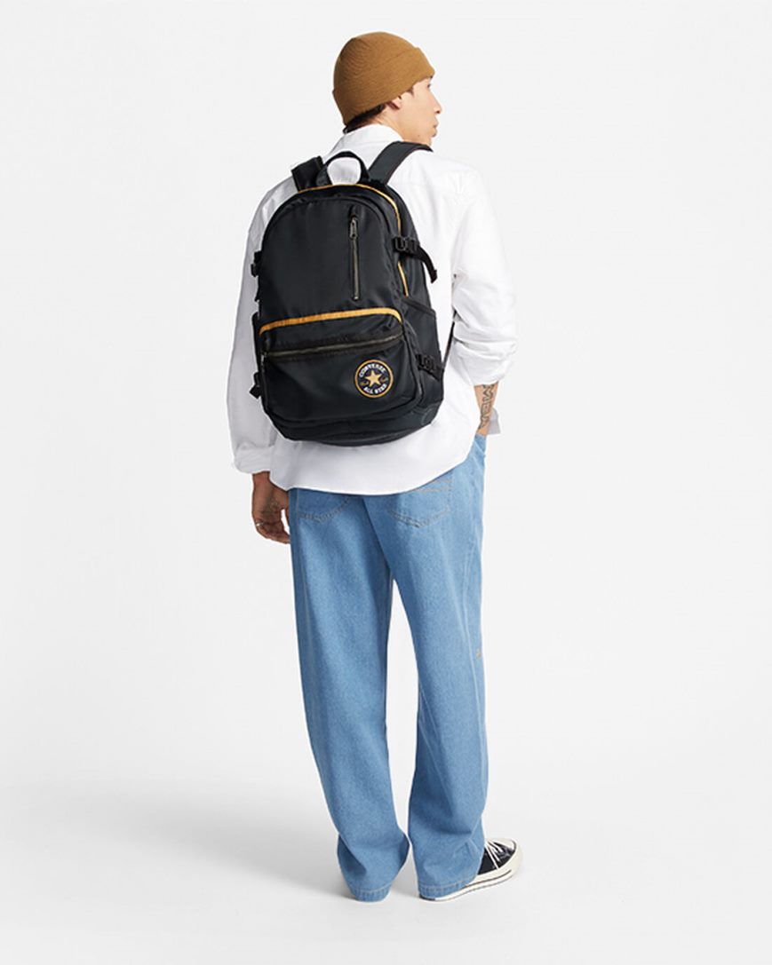 Black Converse Premium Straight Edge Women's Backpacks | KO873K491