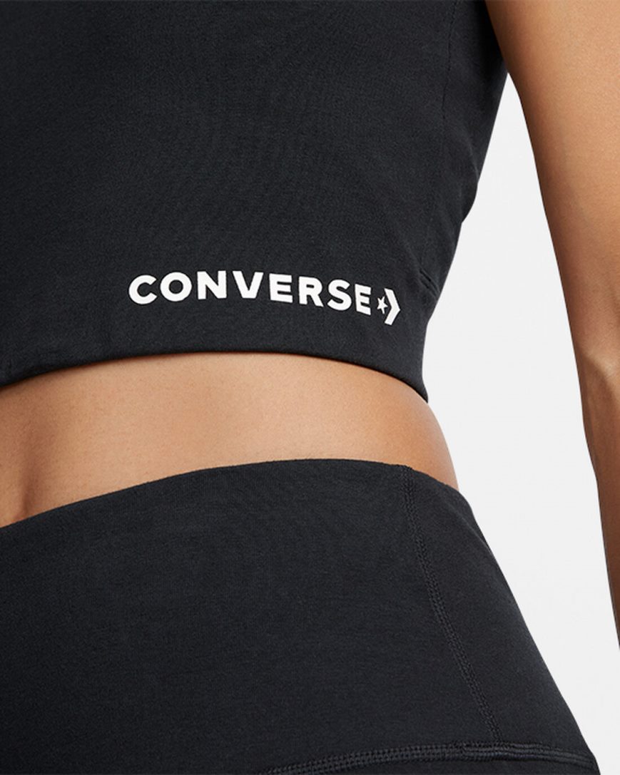 Black Converse Wordmark Women's Sports Bra | RD81L9I45