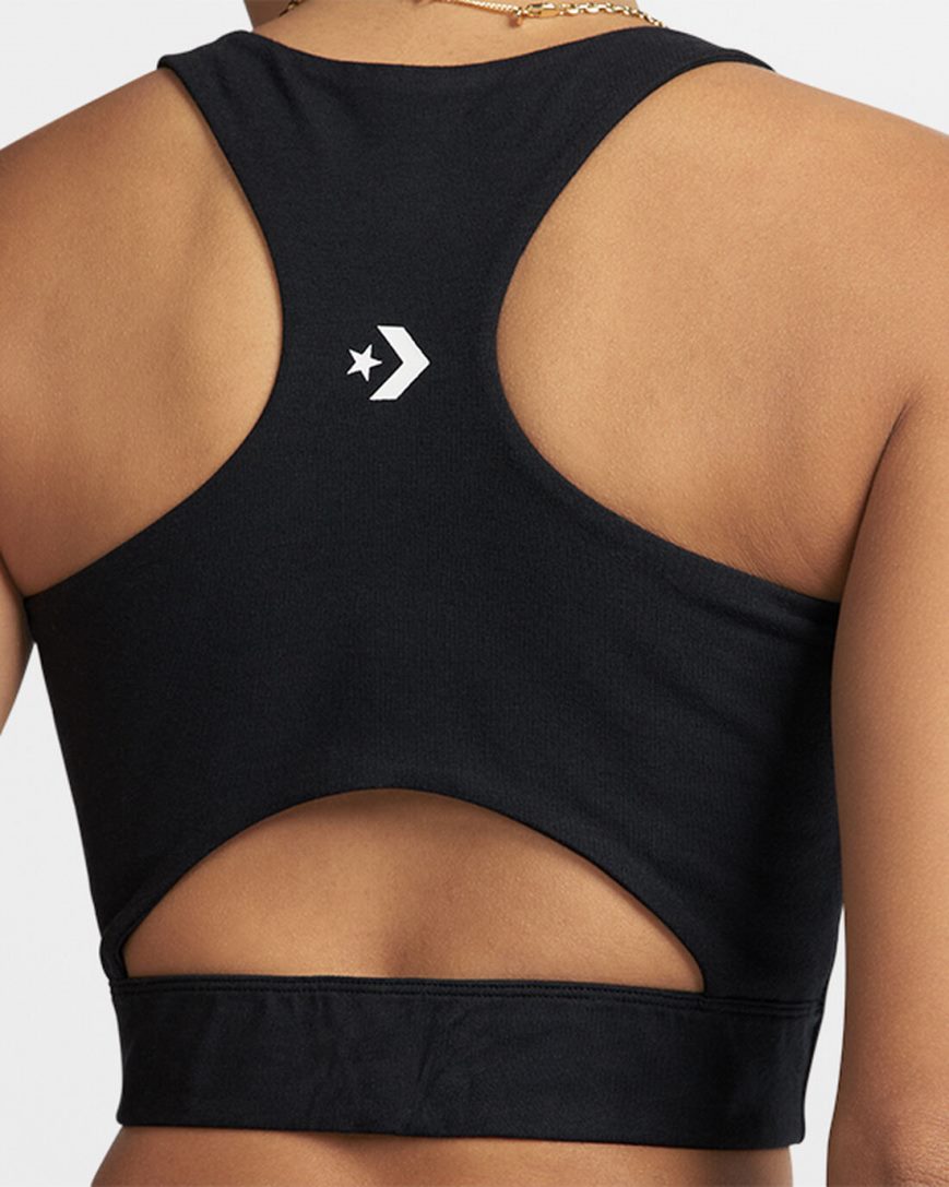 Black Converse Wordmark Women's Sports Bra | RD81L9I45