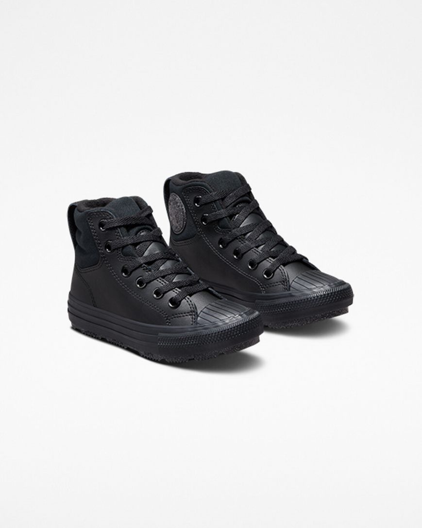 Black / Grey Converse Chuck Taylor All Star Berkshire Boot Leather Girls' High Top Shoes | AJ5L79I81