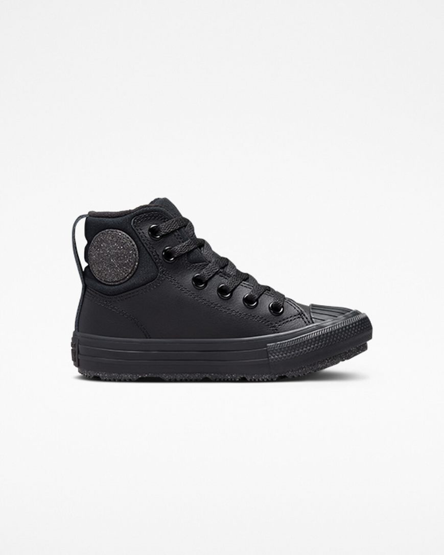 Black / Grey Converse Chuck Taylor All Star Berkshire Boot Leather Girls\' High Top Shoes | AJ5L79I81