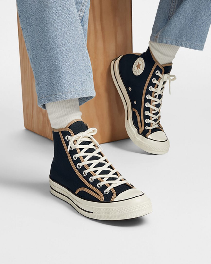 Black / Khaki Converse Chuck 70 Heavyweight Canvas Women's High Top Shoes | QZ74813L5