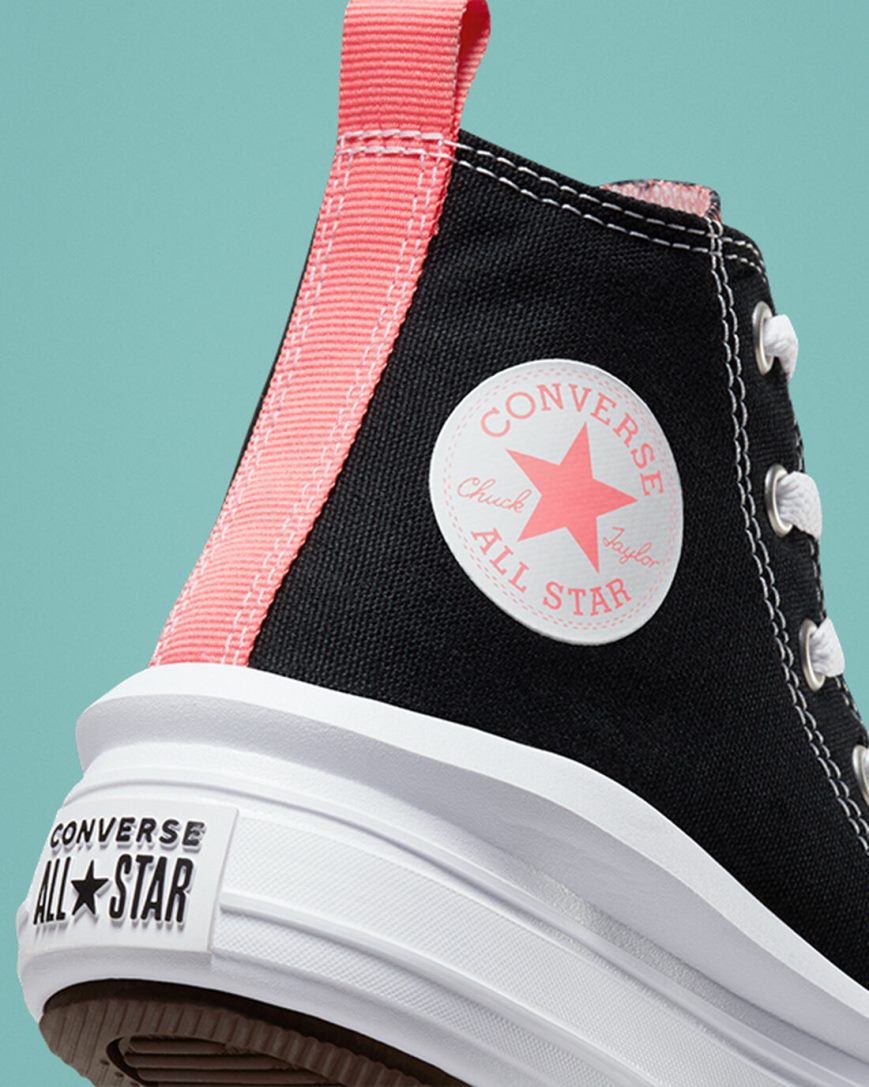 Black / Pink / White Converse Chuck Taylor All Star Move High Top Girls' Platform Shoes | FG3L4KI51