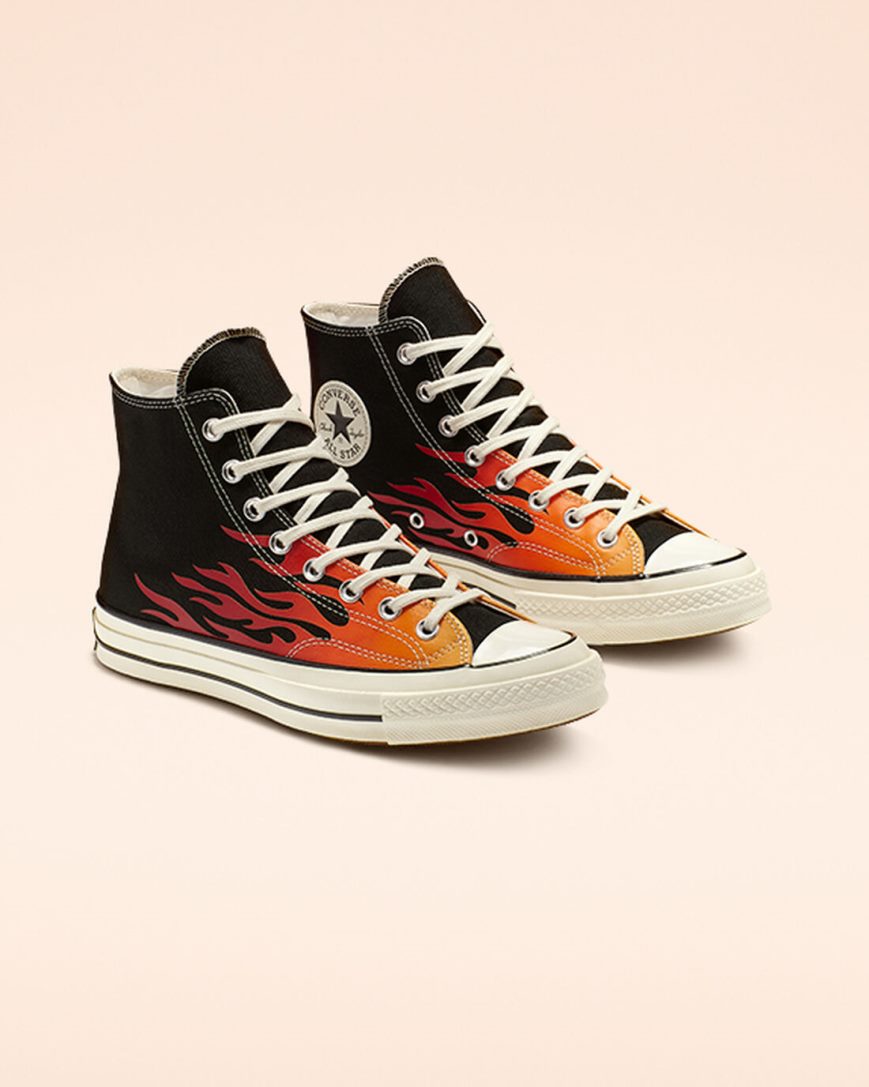 Black / Red Converse Chuck 70 Archive Print Men's High Top Shoes | AZ851KL93