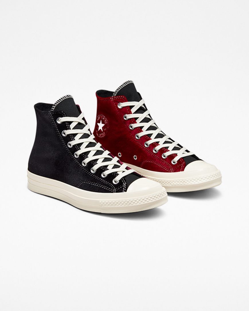 Black / Red Converse Chuck 70 Beyond Retro Velvet Women's High Top Shoes | PY9K48I17