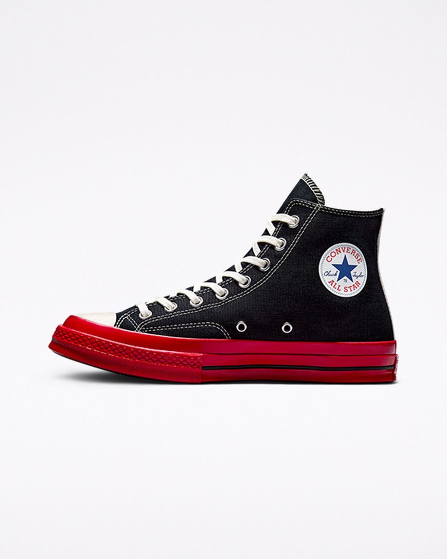 Black / Red Converse x Comme des Garçons PLAY Chuck 70 Women's High Top Shoes | EIIK947L5