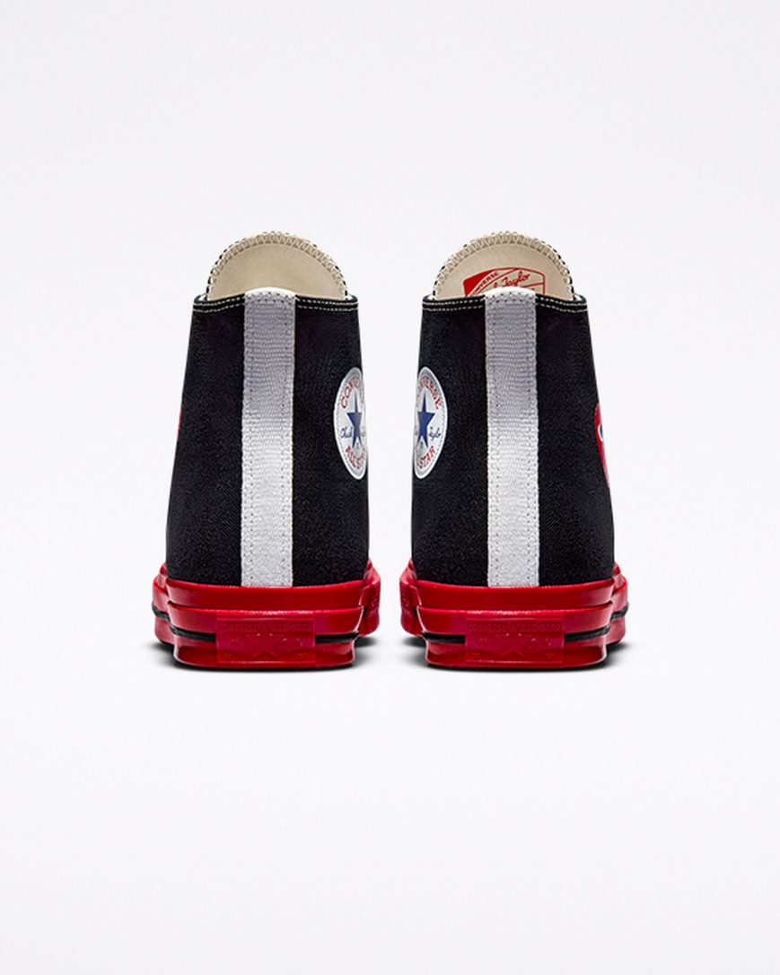 Black / Red Converse x Comme des Garçons PLAY Chuck 70 Women's High Top Shoes | EIIK947L5