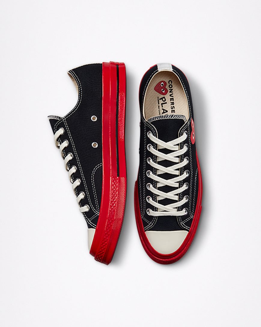 Black / Red Converse x Comme des Garçons PLAY Chuck 70 Men's Low Top Shoes | IG1379L8I