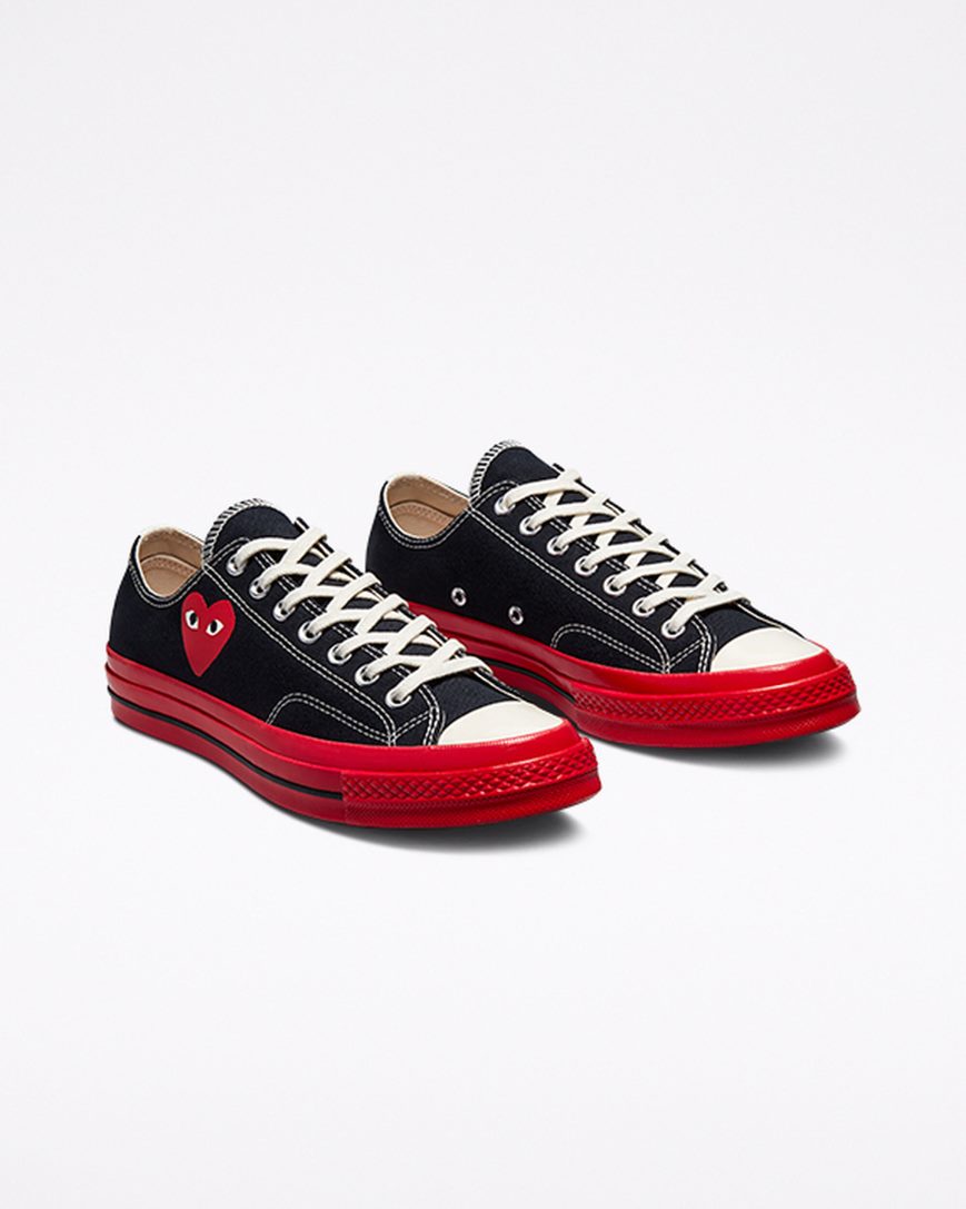 Black / Red Converse x Comme des Garçons PLAY Chuck 70 Men's Low Top Shoes | IG1379L8I