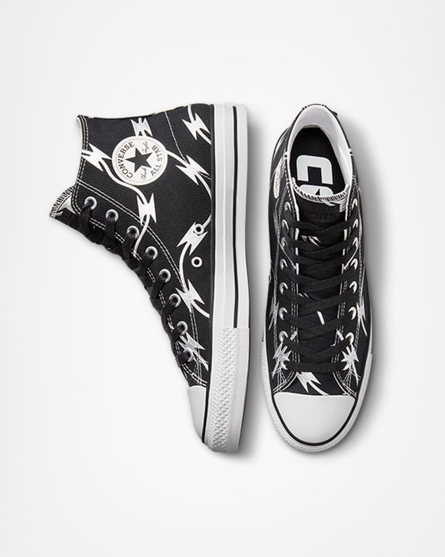 Black / Silver / White Converse CONS Chuck Taylor All Star Pro Razor Wire Women's Skate Shoes | KI35K1L48