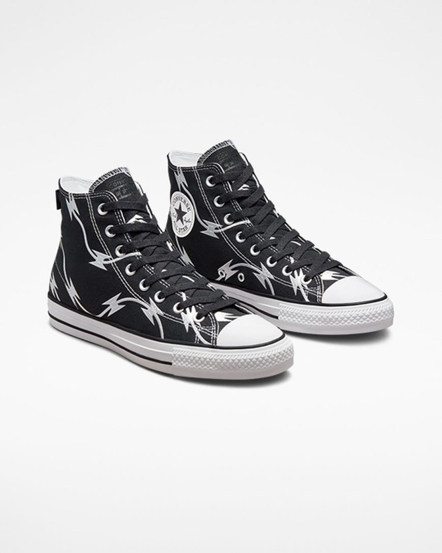 Black / Silver / White Converse CONS Chuck Taylor All Star Pro Razor Wire Women's Skate Shoes | KI35K1L48