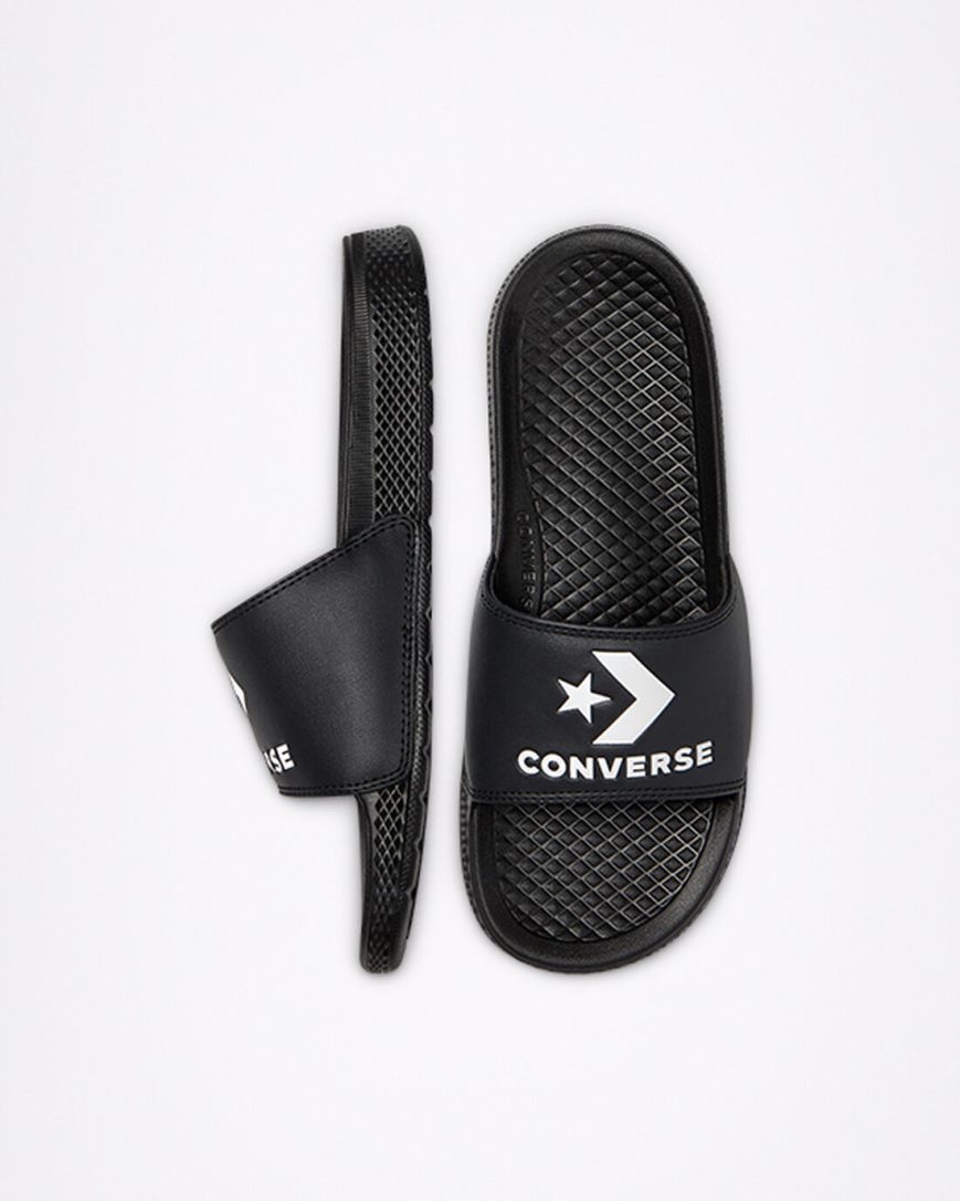 Black / White / Black Converse All Star Women's Slides | QRIL945K1