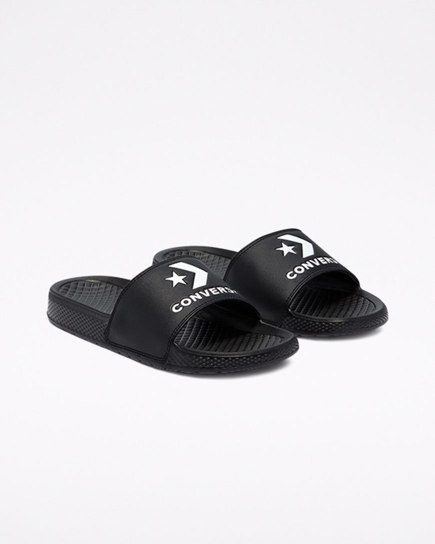 Black / White / Black Converse All Star Women's Slides | QRIL945K1