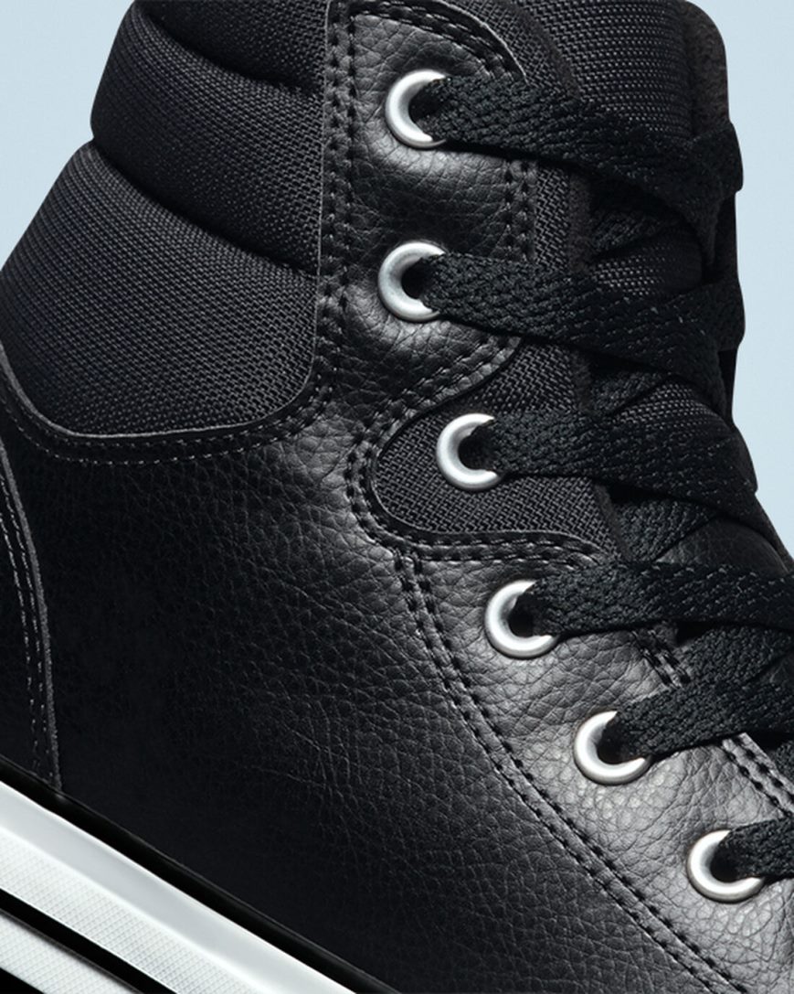 Black / White / Black Converse Chuck Taylor All Star Berkshire High Top Men's Winter Boots | GD78IKL43