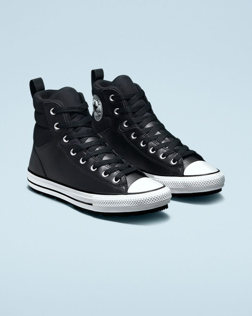 Black / White / Black Converse Chuck Taylor All Star Berkshire High Top Men's Winter Boots | GD78IKL43