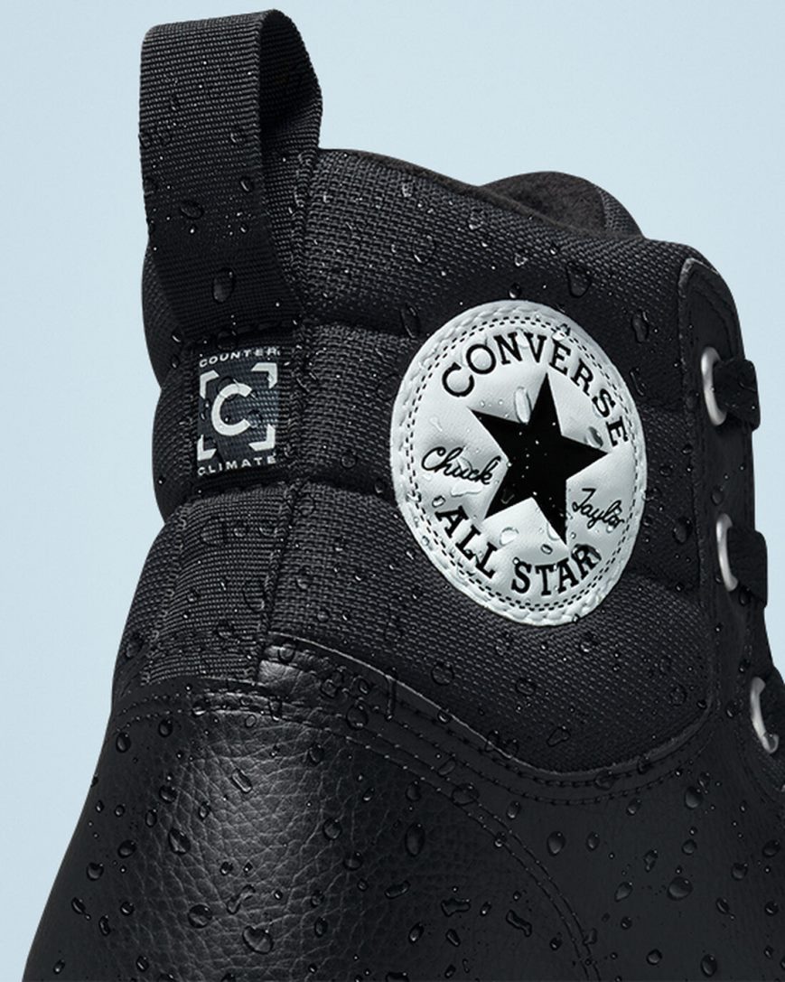 Black / White / Black Converse Chuck Taylor All Star Berkshire High Top Men's Winter Boots | GD78IKL43