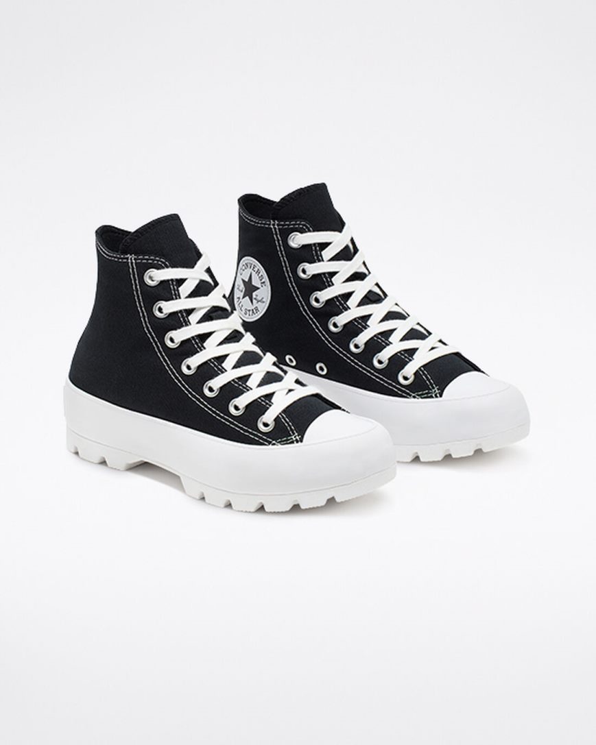 Black / White / Black Converse Chuck Taylor All Star Lugged Women's High Top Shoes | GQL91834I