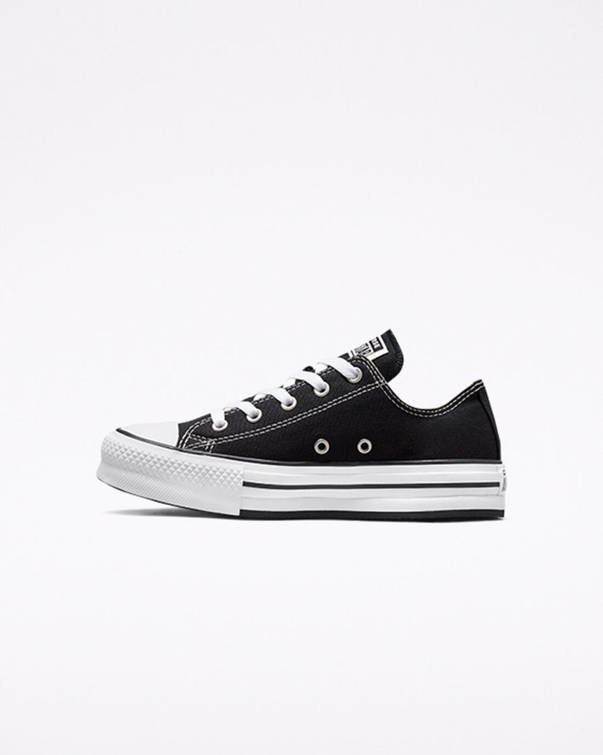 Black / White / Black Converse Chuck Taylor All Star Lift Low Top Girls' Platform Shoes | TW34LI89K