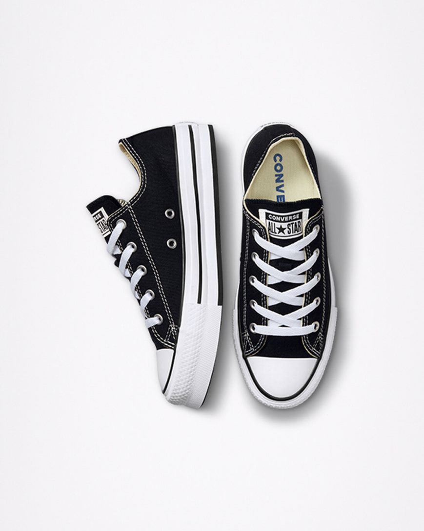 Black / White / Black Converse Chuck Taylor All Star Lift Low Top Girls' Platform Shoes | TW34LI89K