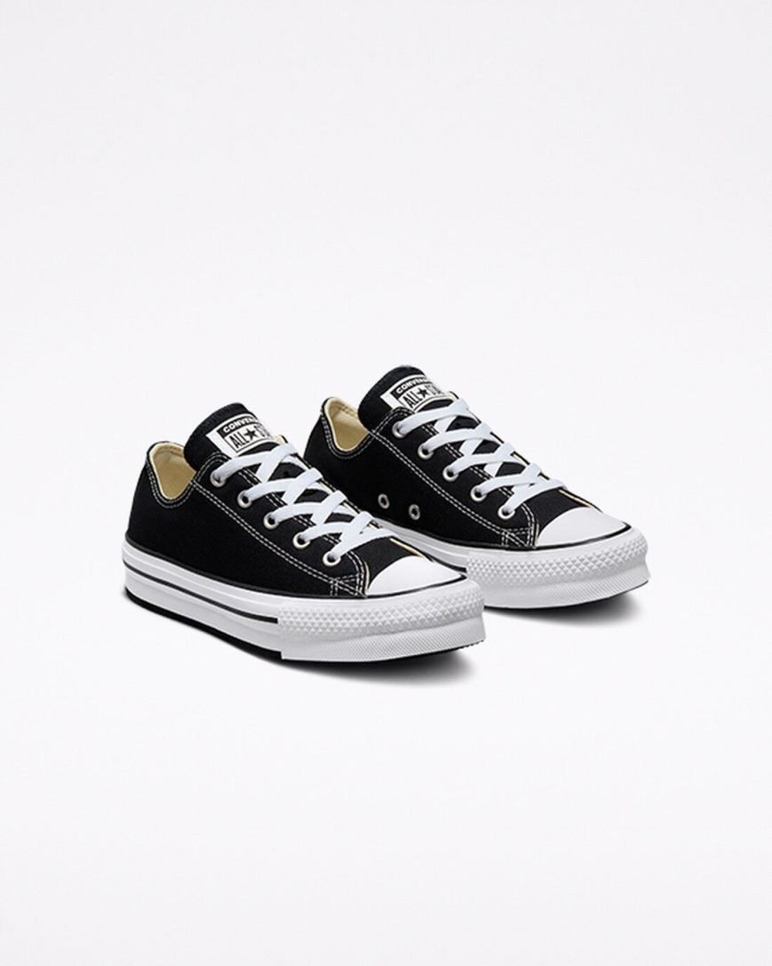 Black / White / Black Converse Chuck Taylor All Star Lift Low Top Girls' Platform Shoes | TW34LI89K