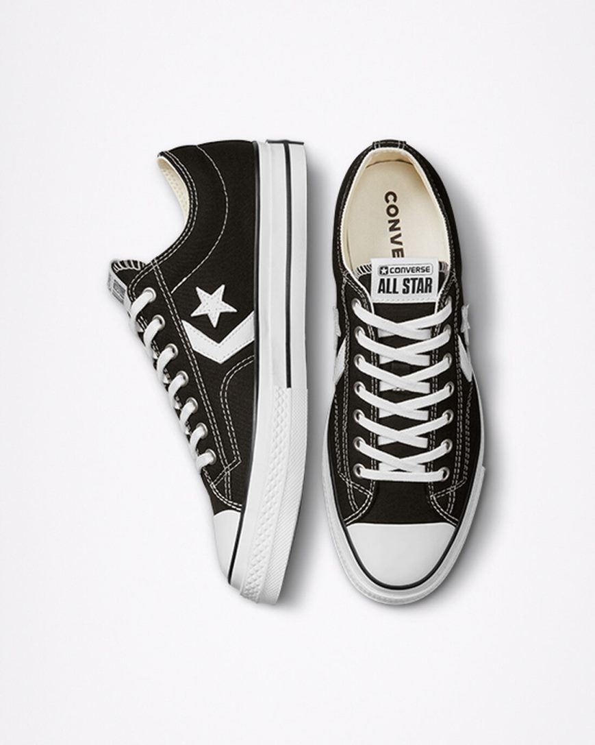 Black / White / Black Converse Star Player 76 Women's Low Top Shoes | YU1347L58