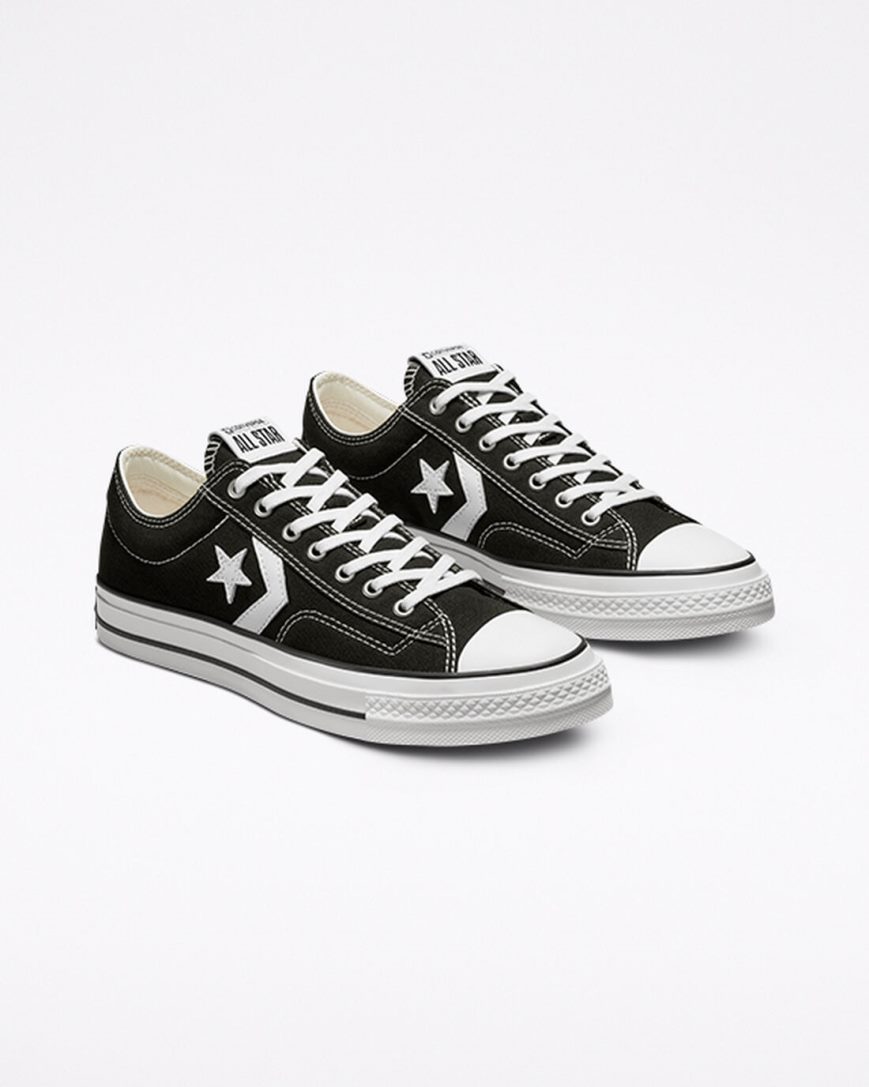 Black / White / Black Converse Star Player 76 Women's Low Top Shoes | YU1347L58