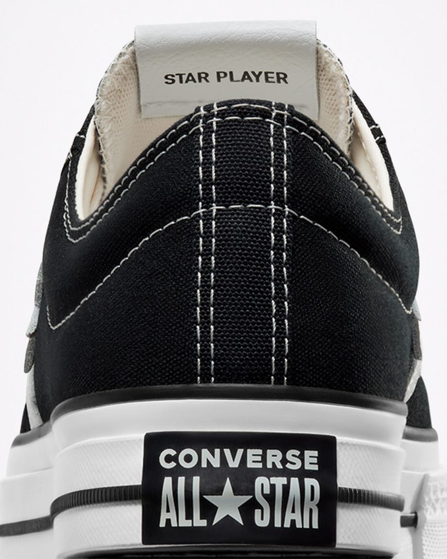 Black / White / Black Converse Star Player 76 Women's Low Top Shoes | YU1347L58