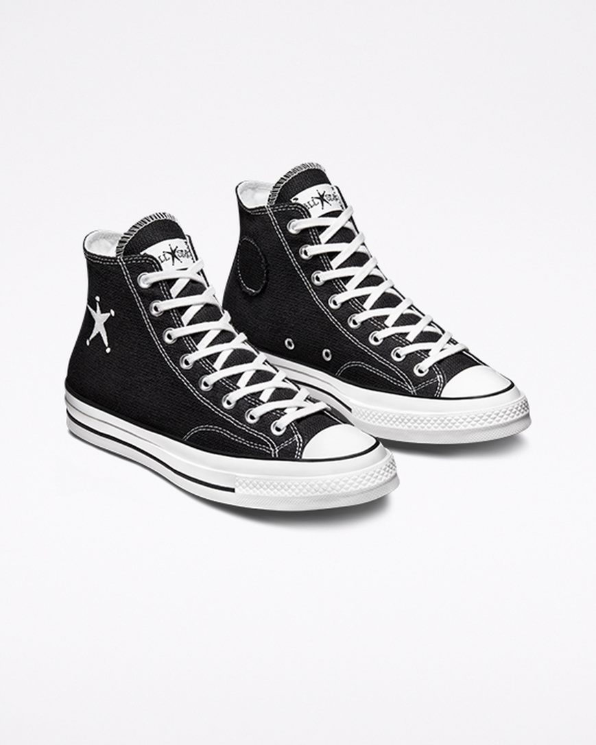 Black / White / Black Converse x Stüssy Chuck 70 Women's High Top Shoes | RY9L85341