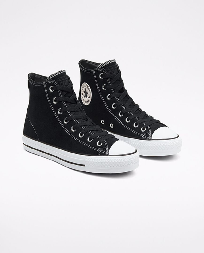 Black / White Converse CONS Chuck Taylor All Star Pro Suede Women's Skate Shoes | RH8L3K19I