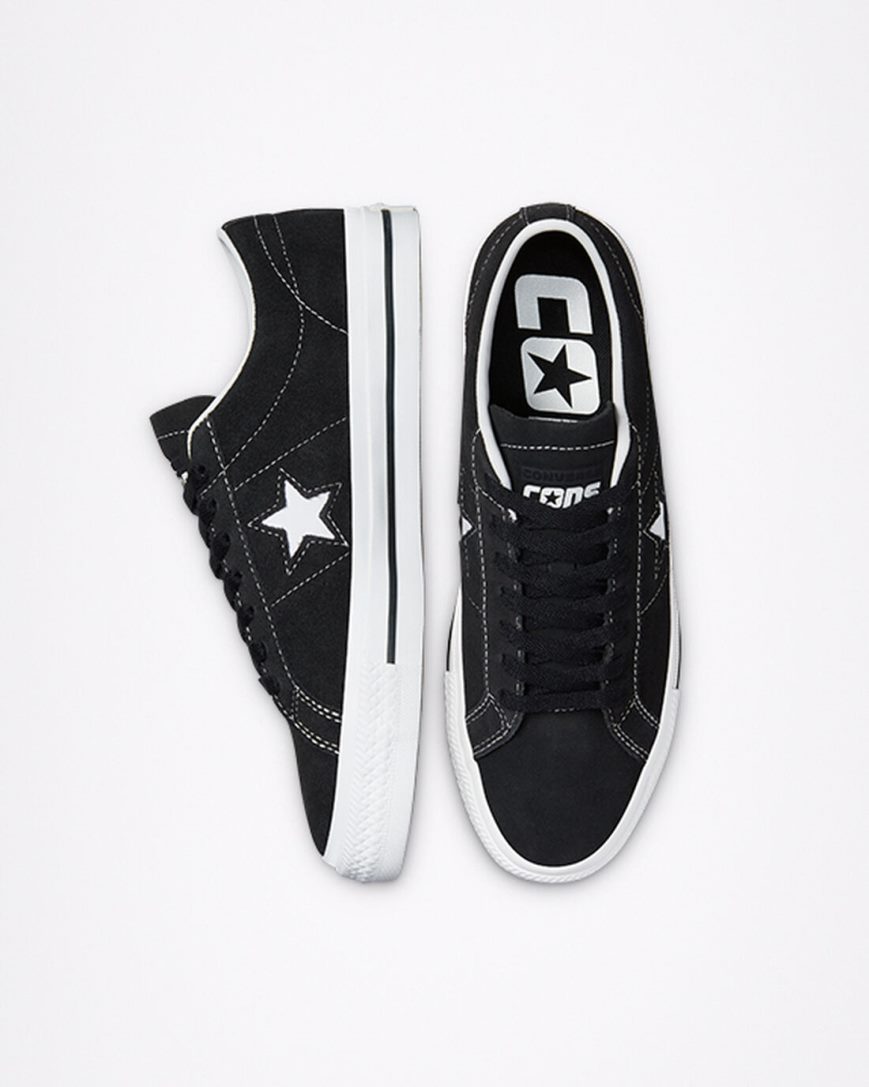 Black / White Converse CONS One Star Pro Suede Women's Skate Shoes | LV35I189K