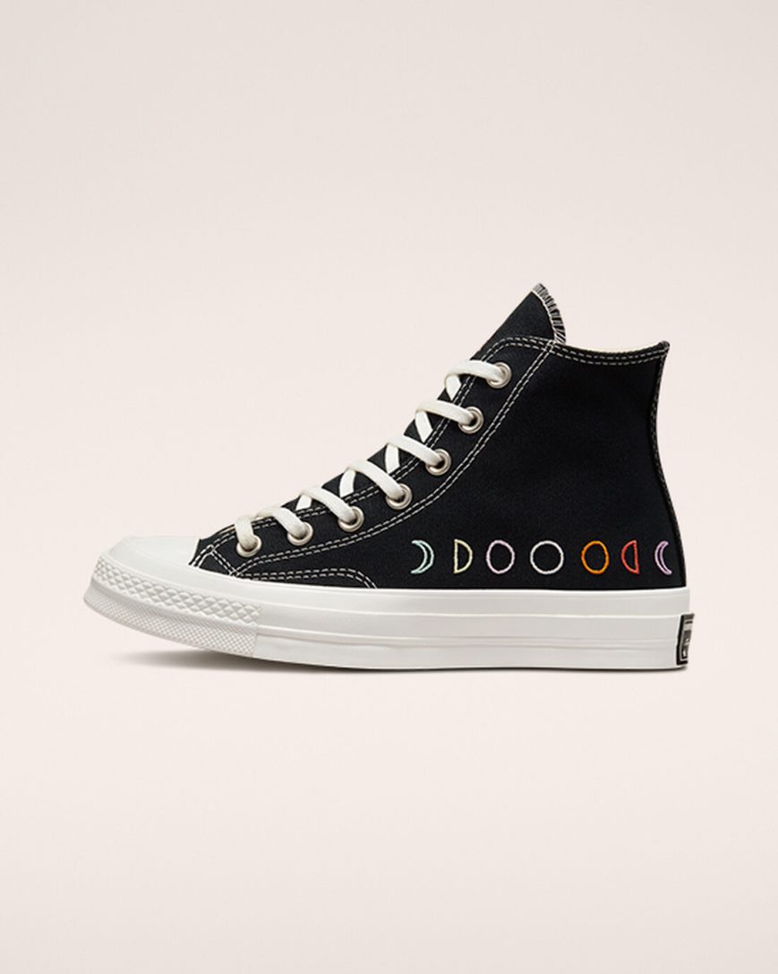 Black / White Converse Chuck 70 Mystic Symbols Women's High Top Shoes | HXL349K87