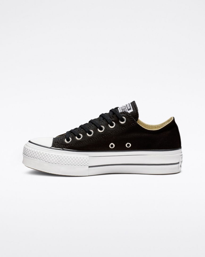 Black / White Converse Chuck Taylor All Star Lift Canvas Low Top Women's Platform Shoes | HW81KL493