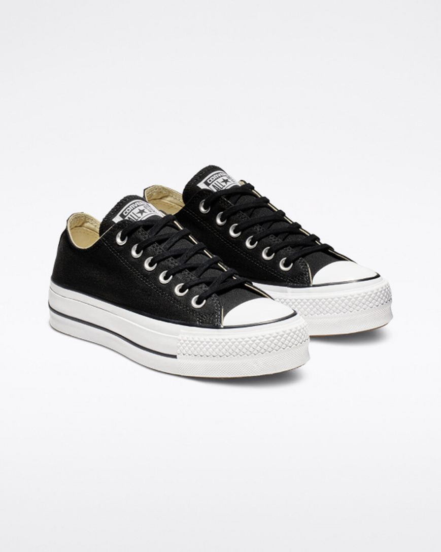 Black / White Converse Chuck Taylor All Star Lift Canvas Low Top Women's Platform Shoes | HW81KL493