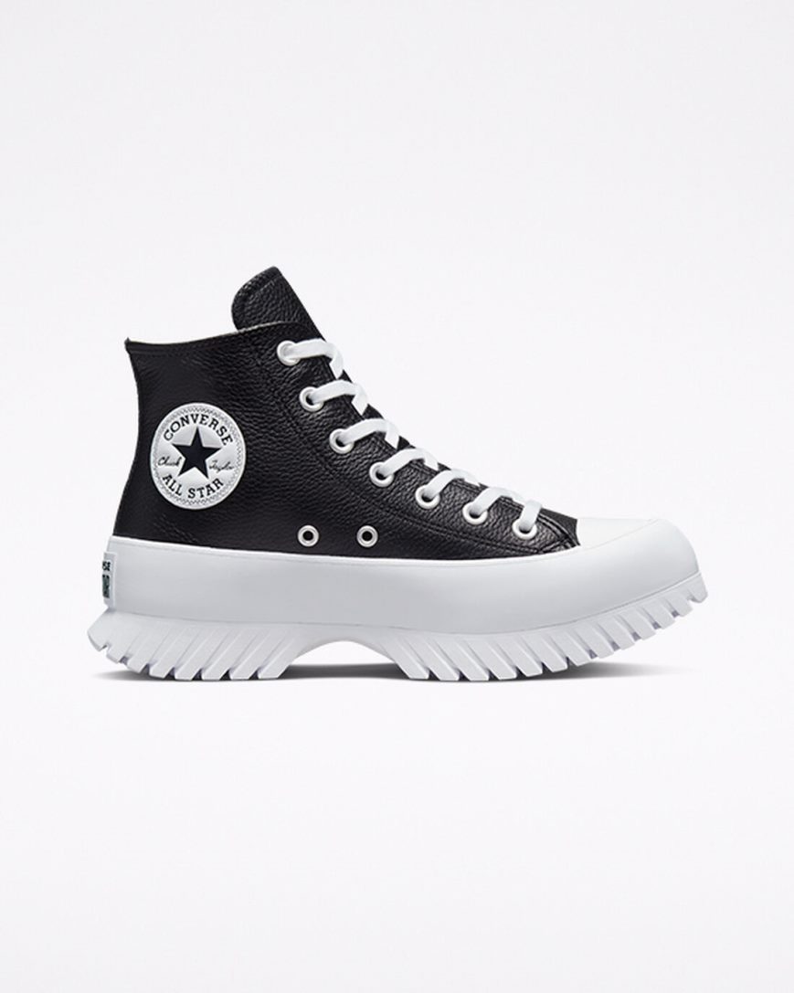 Black / White Converse Chuck Taylor All Star Lugged 2.0 Leather Men\'s High Top Shoes | IZ1798K4L